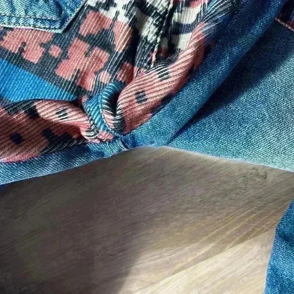 Free People Rocky Mountain Patchwork High Rise Straight Leg Jeans Blue sz 26 - Picture 11 of 11